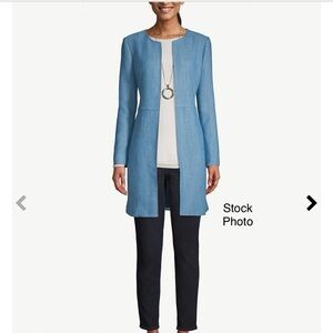 CHICO’S like NEW indigo blue elongated open lined jacket coat